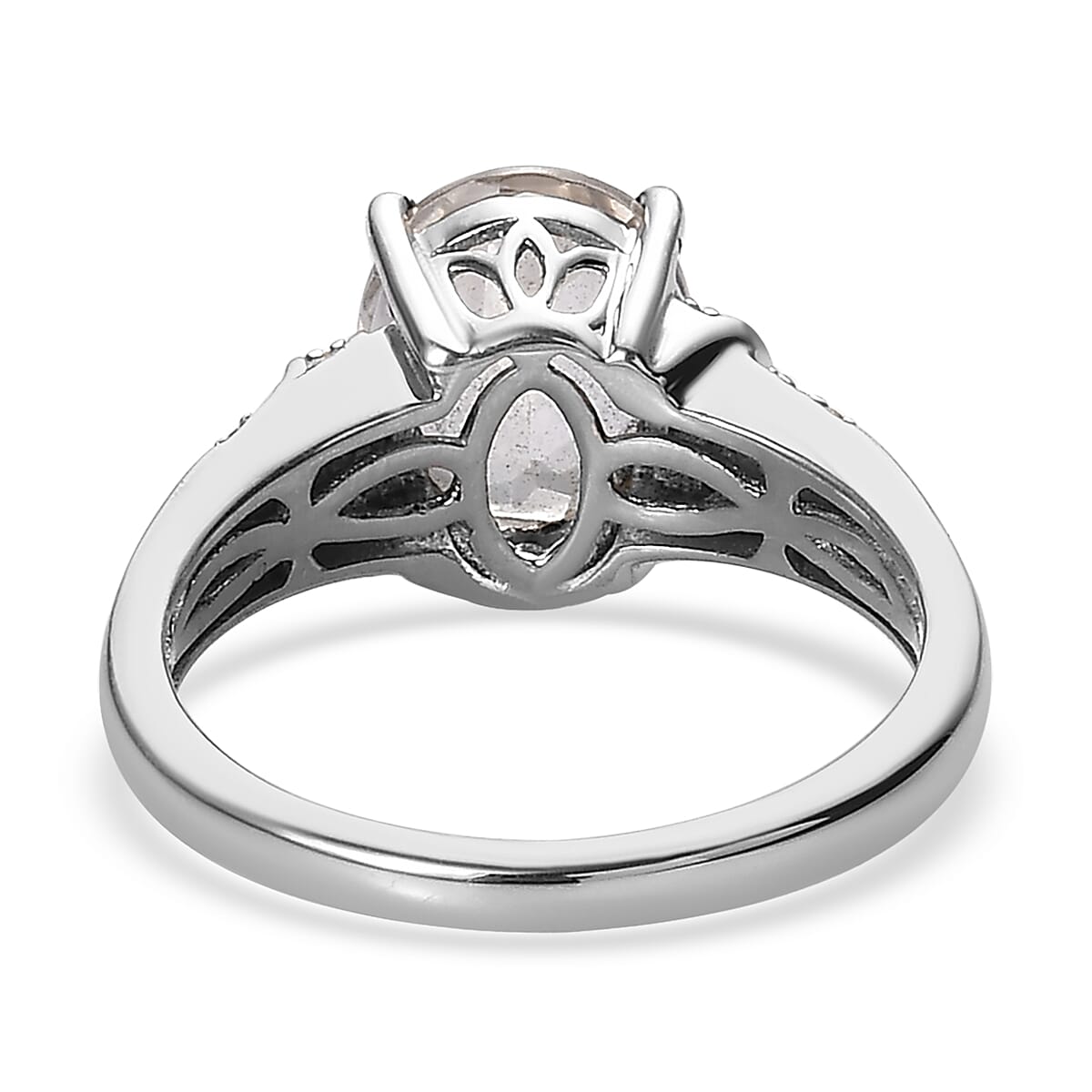Brazilian Goshenite and White Zircon Ring in Platinum Over Sterling Silver (Size 10.0) 2.65 ctw image number 4