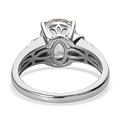 Brazilian Goshenite and White Zircon Ring in Platinum Over Sterling Silver (Size 10.0) 2.65 ctw