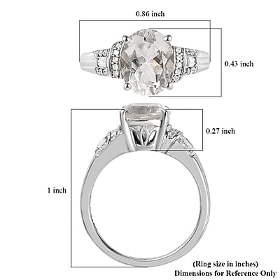 Brazilian Goshenite and White Zircon Ring in Platinum Over Sterling Silver (Size 10.0) 2.65 ctw