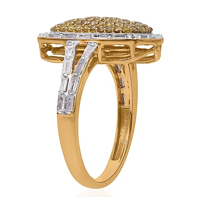 One Time Only Yellow Diamond (IR), Diamond Ring in Vermeil YG Over Sterling Silver 1.00 ctw