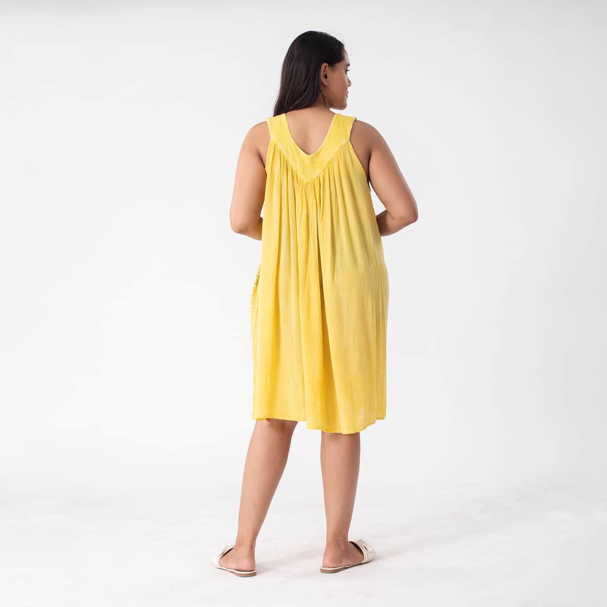 Tamsy Yellow Solid Tunic - One Size Fits Most image number 1