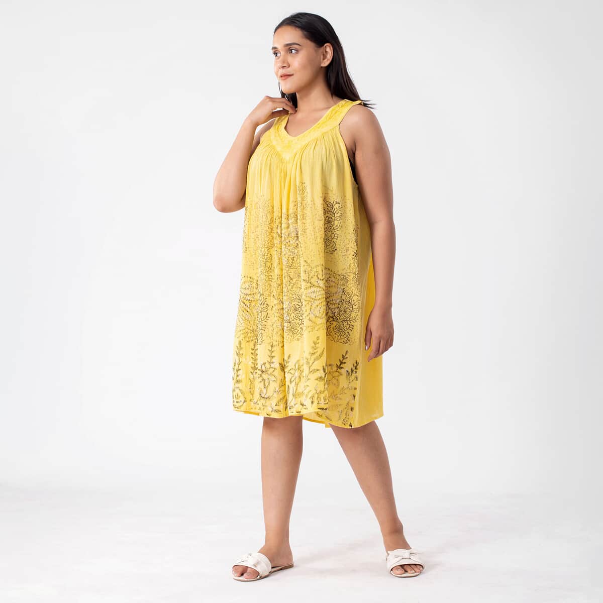 Tamsy Yellow Solid Tunic - One Size Fits Most image number 2