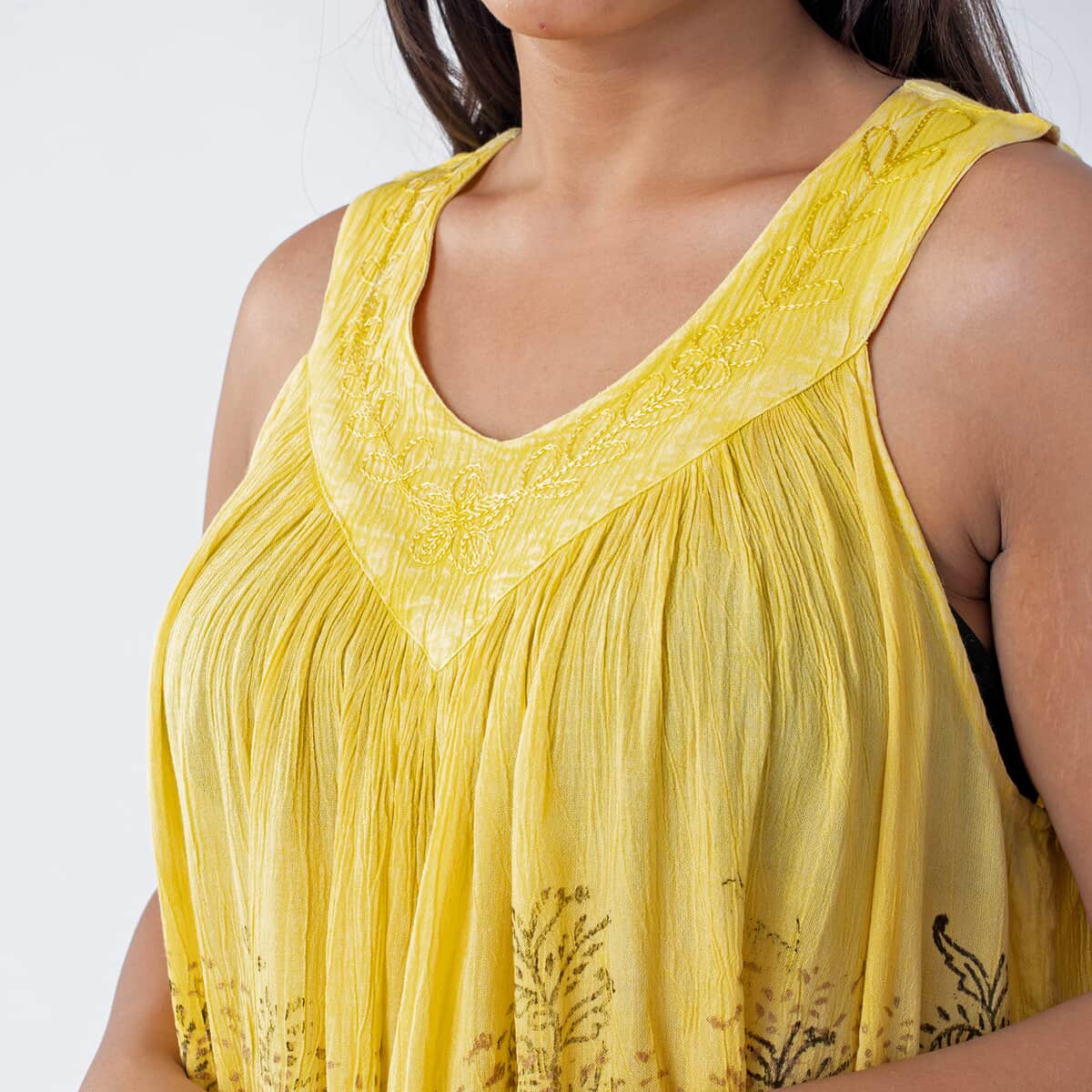 Tamsy Yellow Solid Tunic - One Size Fits Most image number 3