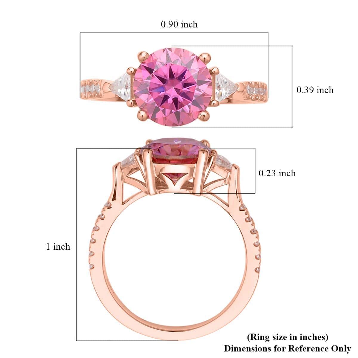 Pink and white Moissanite rose gold over sold sterling silver ring