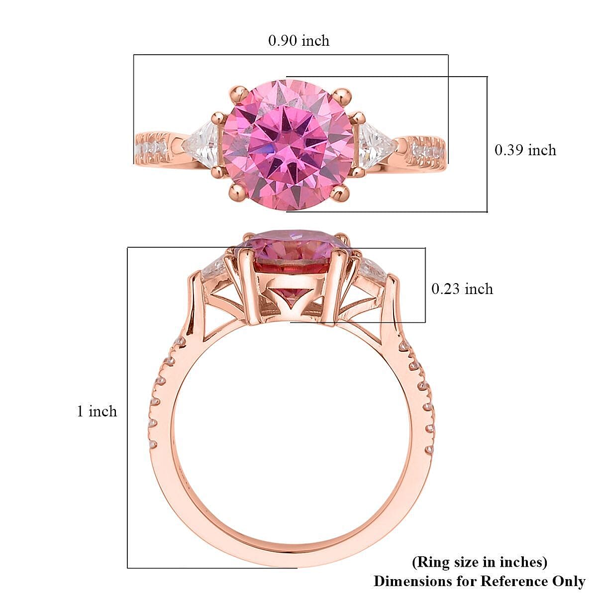 Pink and White Moissanite Ring in Vermeil Rose Gold Over Sterling Silver (Size 8.0) 2.75 ctw image number 5