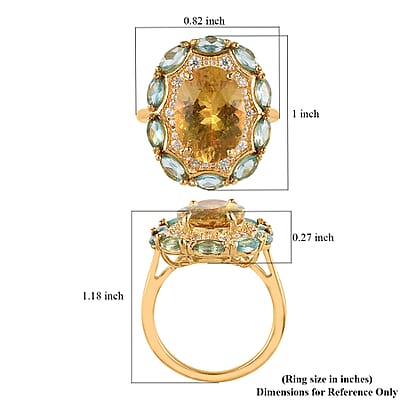 Premium Brazilian Golden Apatite and Multi Gemstone Ring in Vermeil Yellow Gold Over Sterling Silver (Size 10.0) 8.00 ctw