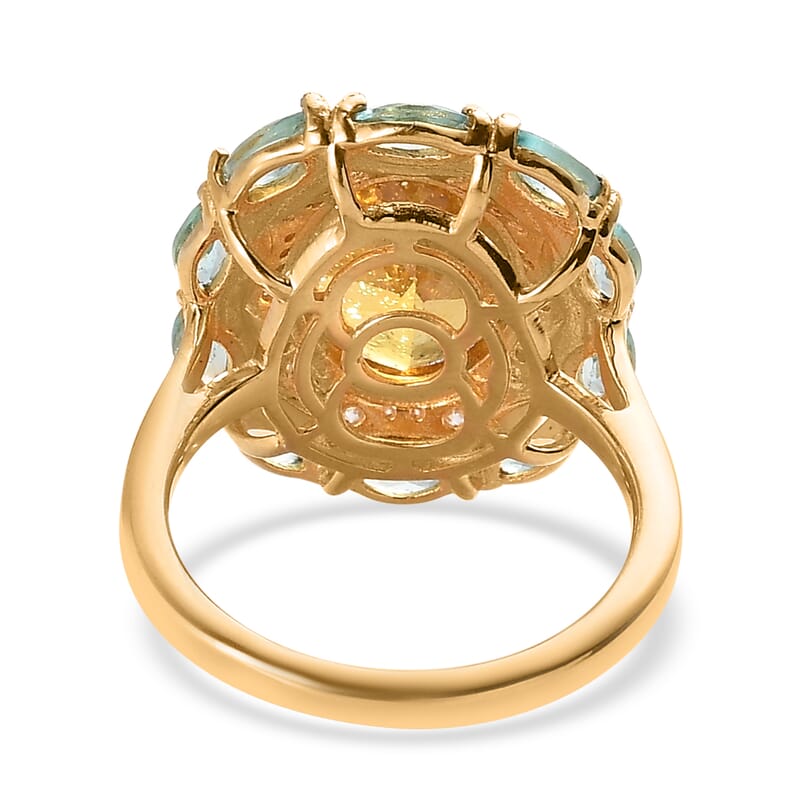 Premium Brazilian Golden Apatite and Multi Gemstone Ring in Vermeil Yellow Gold Over Sterling Silver (Size 7.0) 8.00 ctw