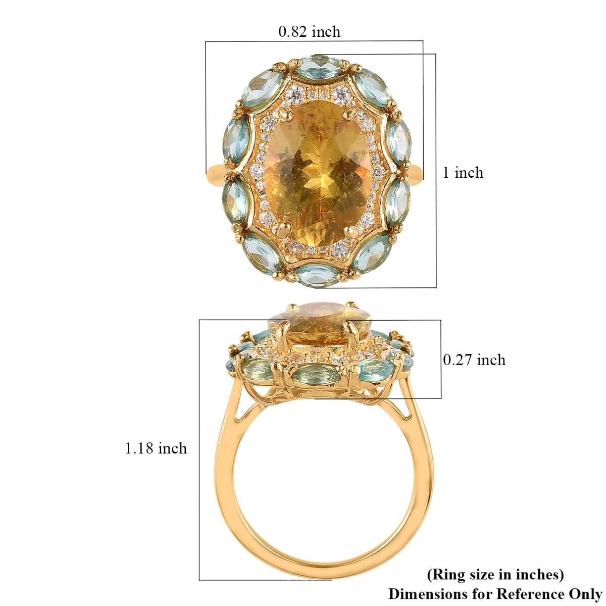 Premium Brazilian Golden Apatite and Multi Gemstone Ring in Vermeil Yellow Gold Over Sterling Silver (Size 7.0) 8.00 ctw image number 5