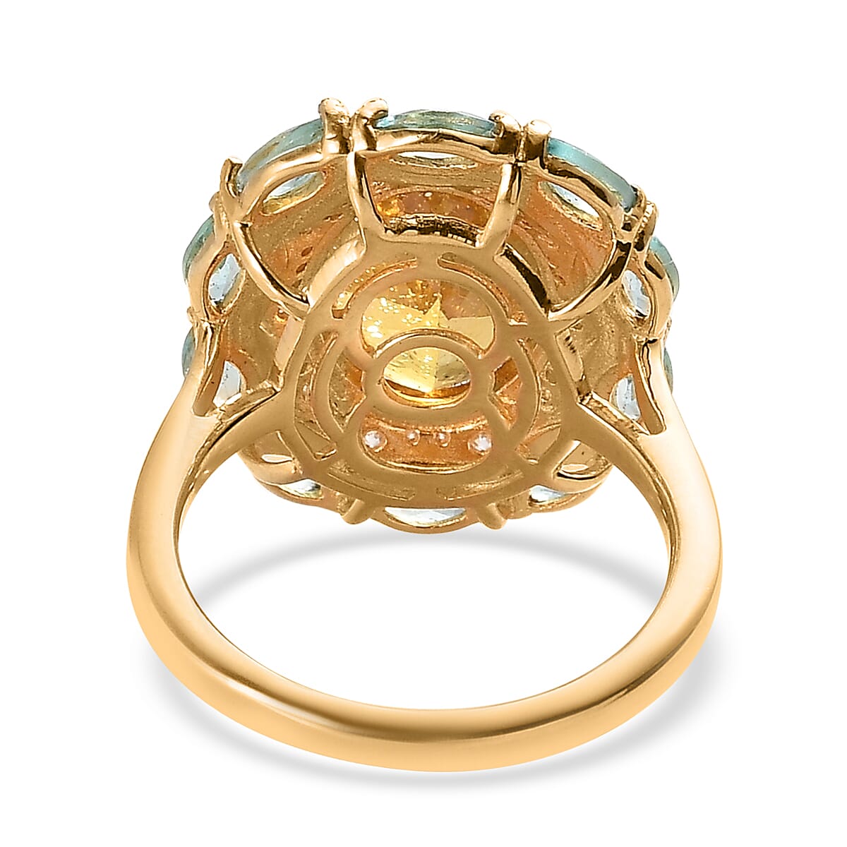 Premium Brazilian Golden Apatite and Multi Gemstone Ring in Vermeil Yellow Gold Over Sterling Silver (Size 8.0) 8.00 ctw image number 4