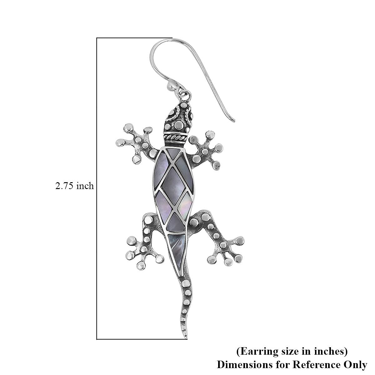Bali Legacy Mother Of Pearl Lizard Earrings in Sterling Silver image number 4