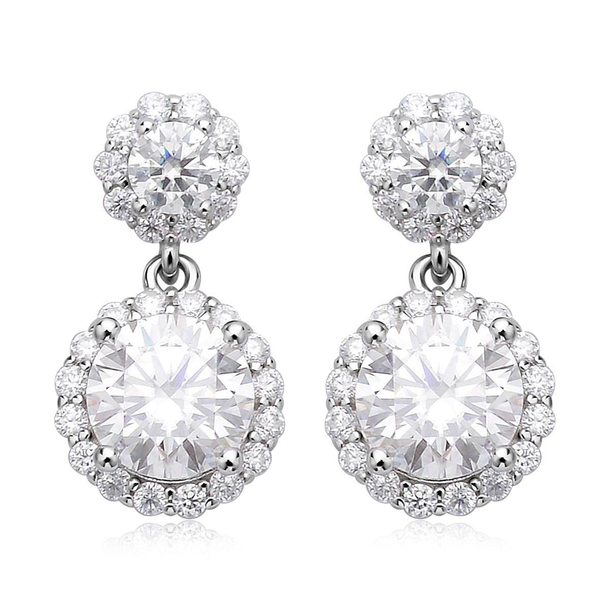 Moissanite Dangle Earrings in Rhodium Over Sterling Silver 2.75 ctw