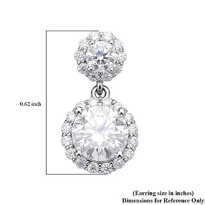 Moissanite Dangle Earrings in Rhodium Over Sterling Silver 2.75 ctw