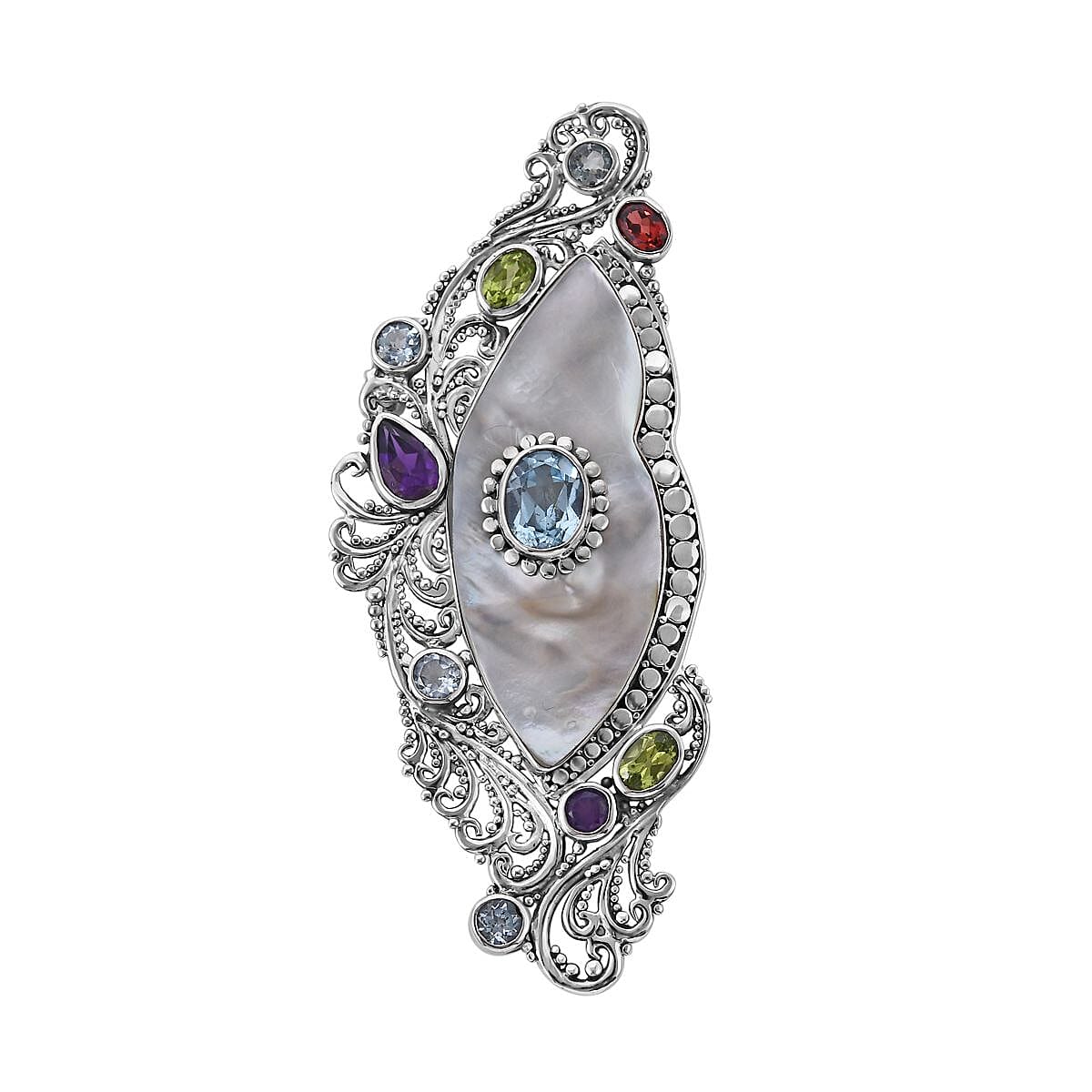Bali Legacy Floral Brooch in Sterling Silver 4.20 ctw image number 0