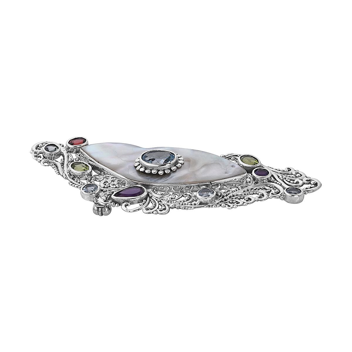 Bali Legacy Floral Brooch in Sterling Silver 4.20 ctw image number 2
