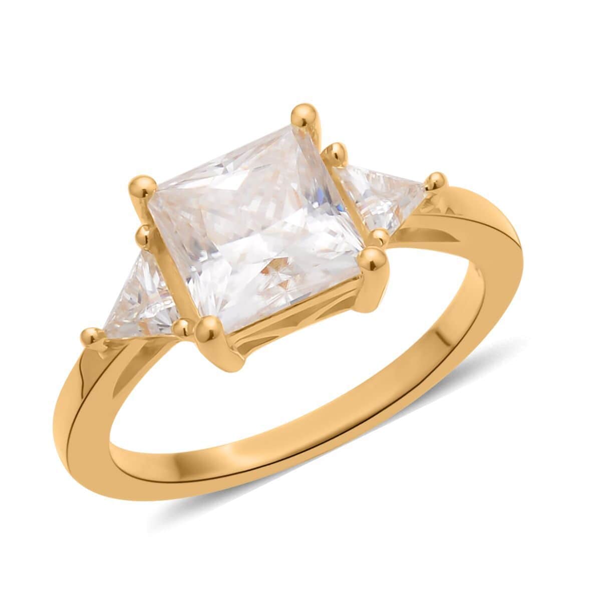 Moissanite Trilogy Ring in Vermeil Yellow Gold Over Sterling Silver 3.15 ctw image number 0