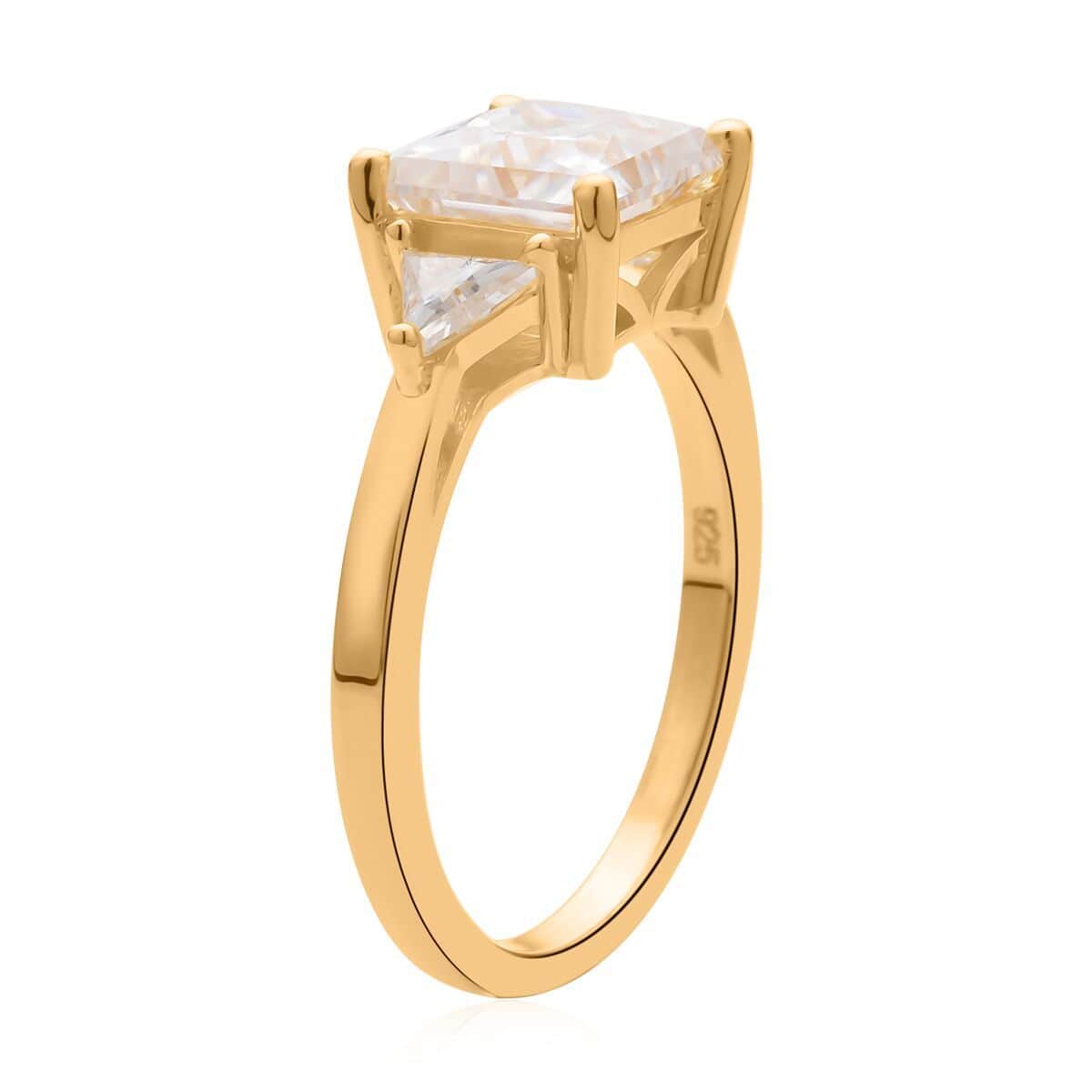 Moissanite Trilogy Ring in Vermeil Yellow Gold Over Sterling Silver 3.15 ctw image number 3