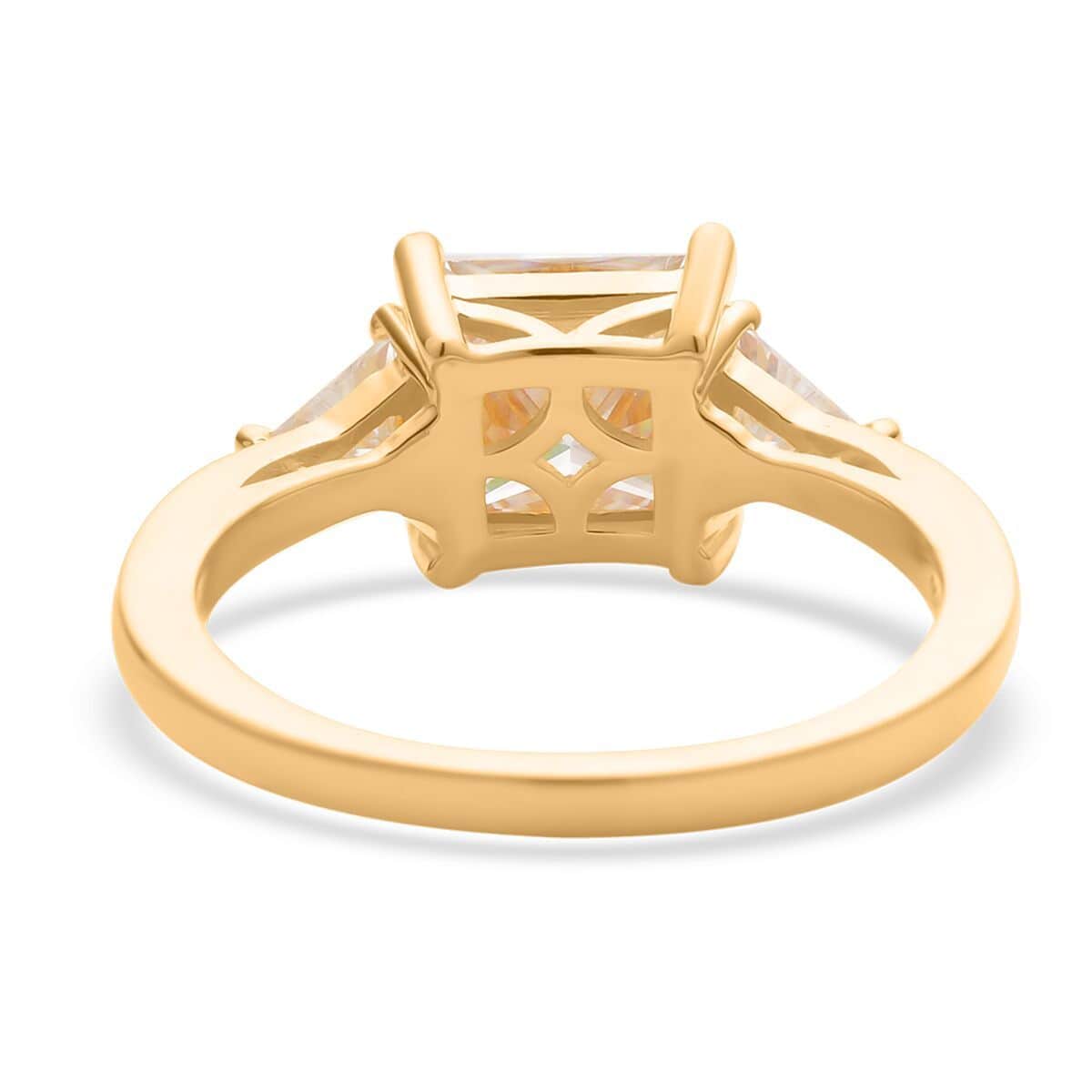 Moissanite Trilogy Ring in Vermeil Yellow Gold Over Sterling Silver 3.15 ctw image number 4