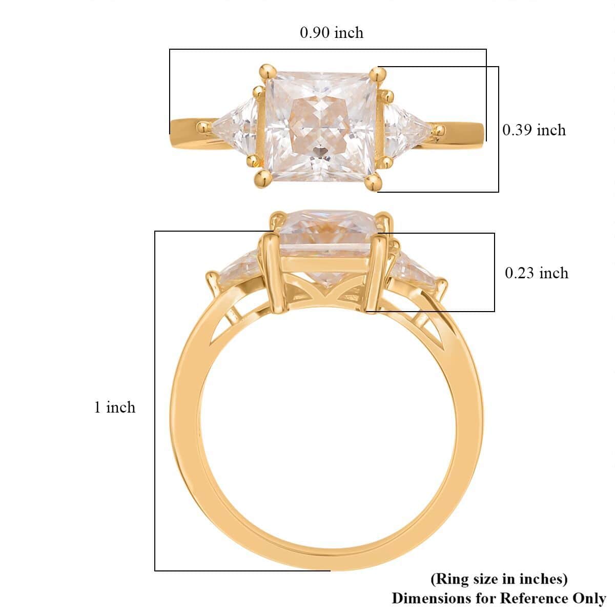 Moissanite Trilogy Ring in Vermeil Yellow Gold Over Sterling Silver 3.15 ctw image number 5