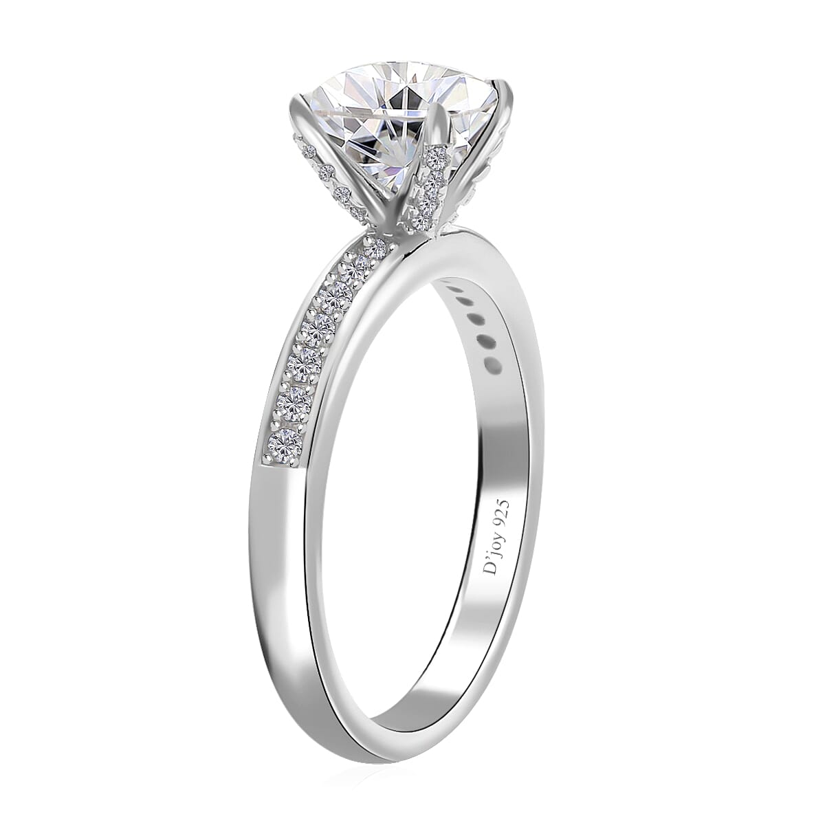 Moissanite Ring in Rhodium Over Sterling Silver (Size 10.0) 1.85 ctw