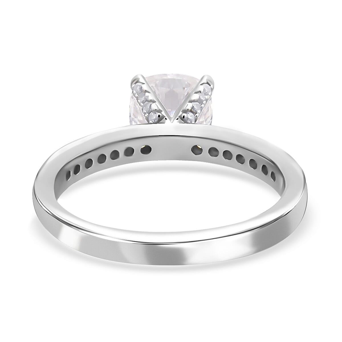 Moissanite Ring in Rhodium Over Sterling Silver (Size 10.0) 1.85 ctw