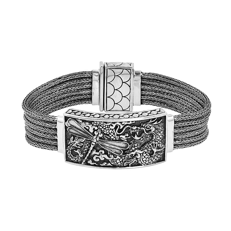Bali Legacy Sterling Silver Dragonfly and Dragon Bracelet (7.25 In) 62.90 Grams