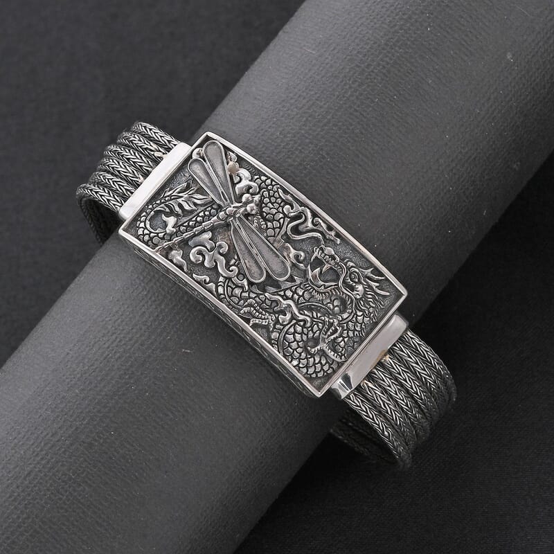 Bali Legacy Sterling Silver Dragonfly and Dragon Bracelet (7.25 In) 62.90 Grams