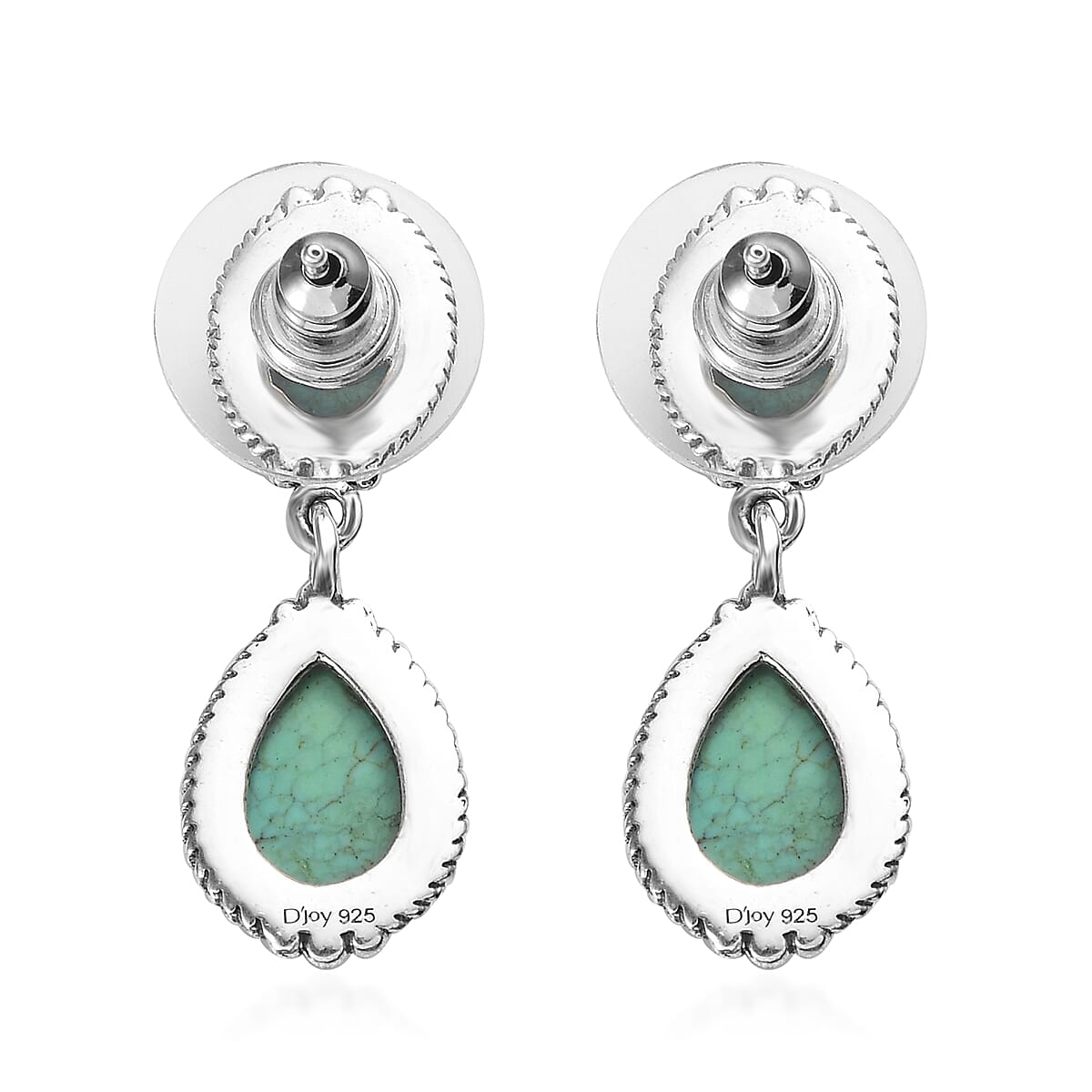Artisan Crafted Blue Moon Turquoise Dangling Earrings in Sterling Silver 5.50 ctw