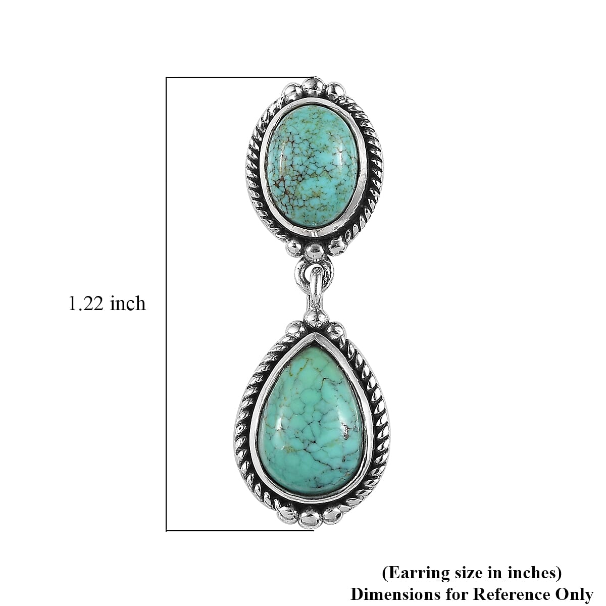 Artisan Crafted Blue Moon Turquoise Dangling Earrings in Sterling Silver 5.50 ctw