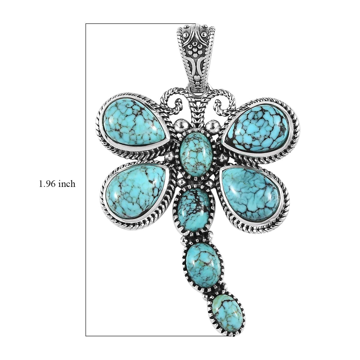 Artisan Crafted Blue Moon Turquoise Dragonfly Pendant in Sterling Silver 9.75 ctw image number 5