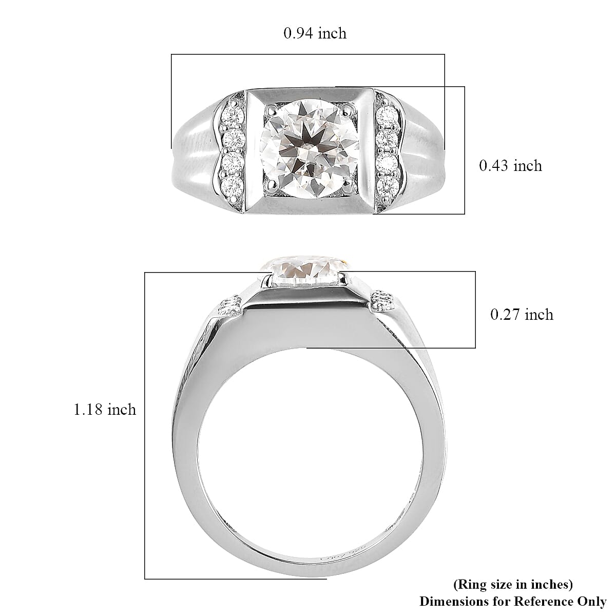 Moissanite Men's Ring in Platinum Over Sterling Silver 2.00 ctw image number 5