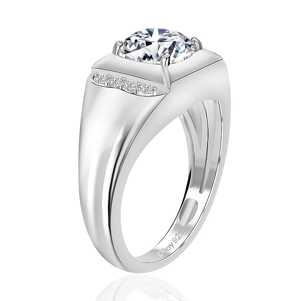 Moissanite Men's Ring in Platinum Over Sterling Silver (Size 12.0) 2.00 ctw image number 3
