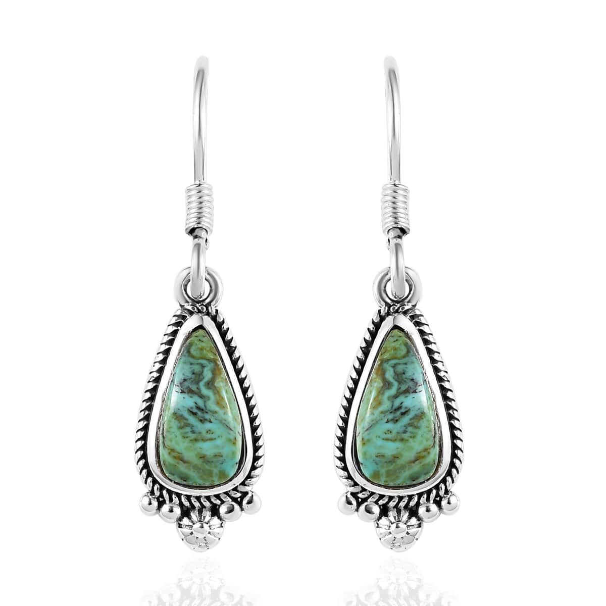 Artisan Crafted Blue Moon Turquoise Dangle Earrings in Sterling Silver 2.75 ctw image number 0