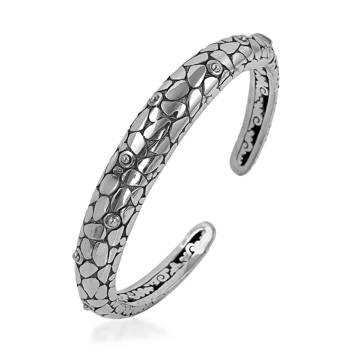 Bali Legacy Sterling Silver Floral Cuff Bracelet (7.25 In) 39.70 Grams image number 3