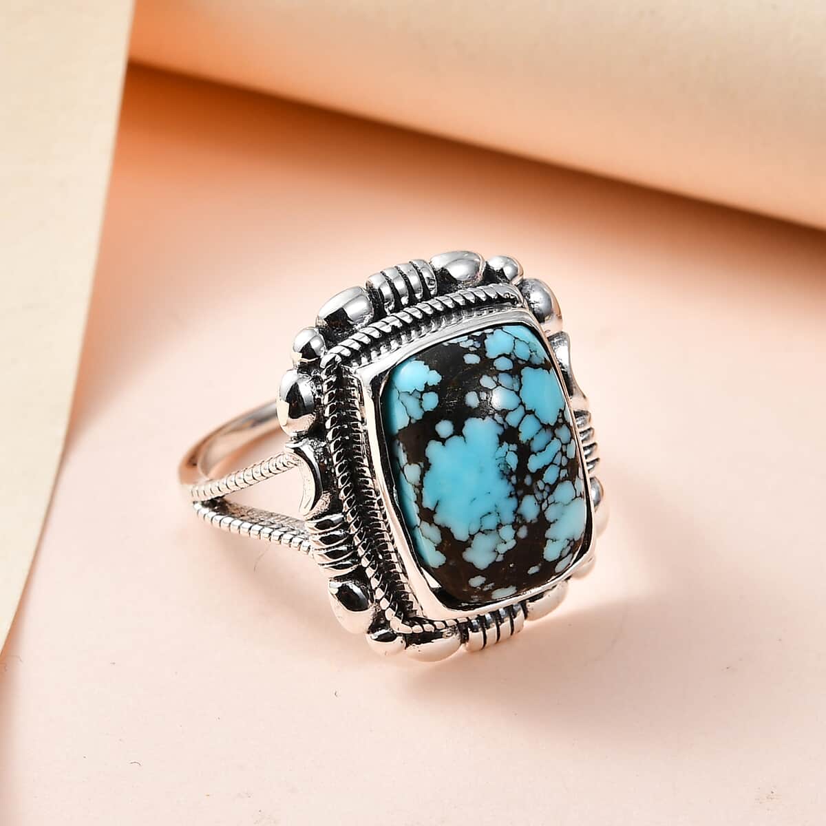 Artisan Crafted Blue Moon Turquoise Solitaire Ring in Sterling Silver (Size 10.0) 6.00 ctw image number 1