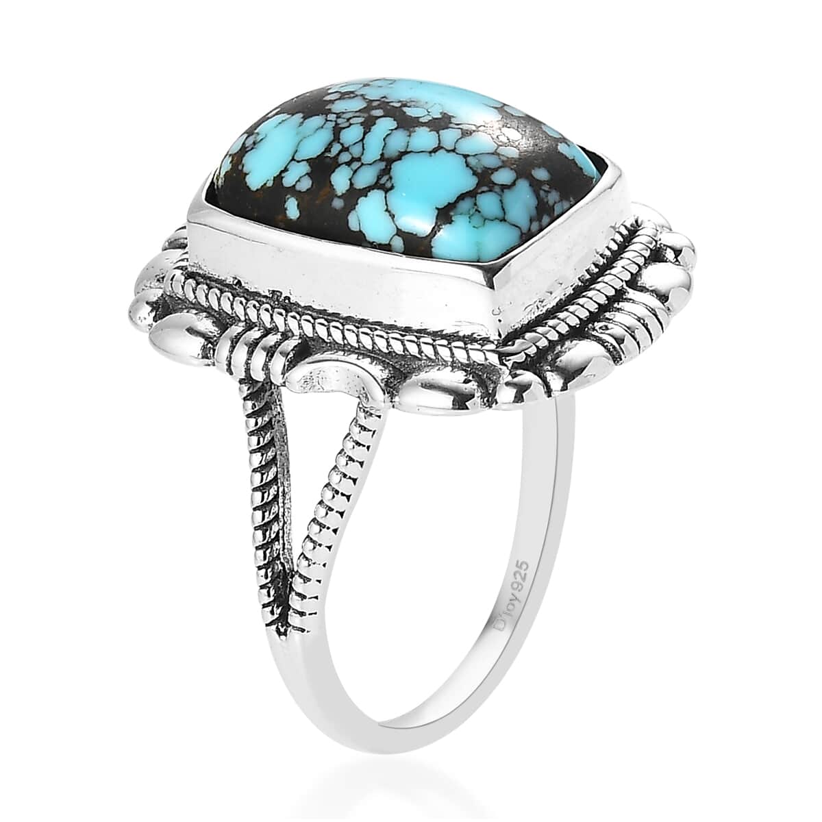 Artisan Crafted Blue Moon Turquoise Solitaire Ring in Sterling Silver (Size 10.0) 6.00 ctw image number 3
