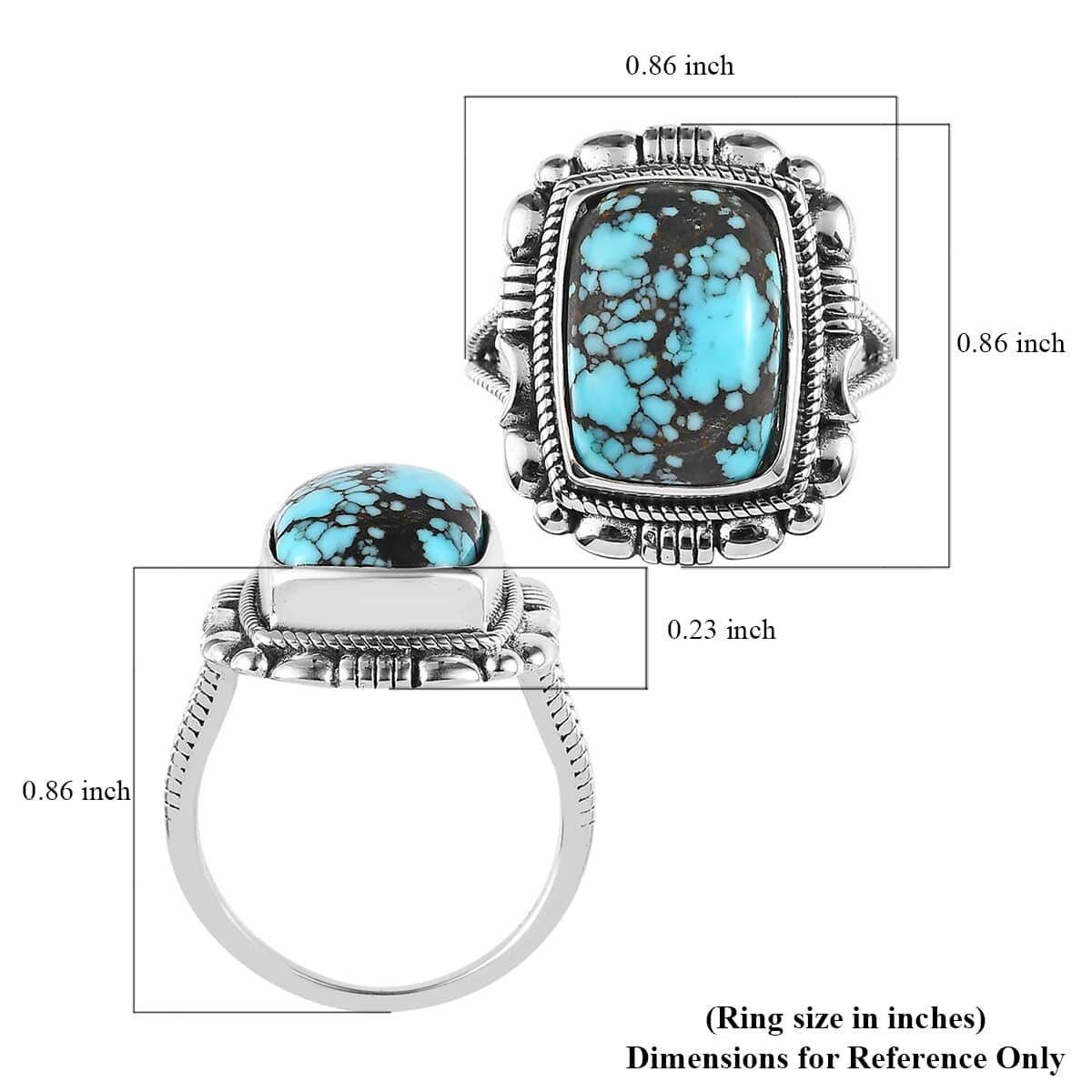 Artisan Crafted Blue Moon Turquoise Solitaire Ring in Sterling Silver (Size 10.0) 6.00 ctw image number 5