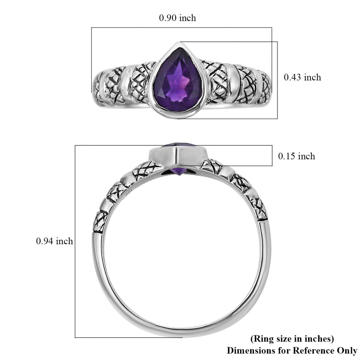 BALI LEGACY Amethyst Ring in Sterling Silver 1.00 ctw image number 5