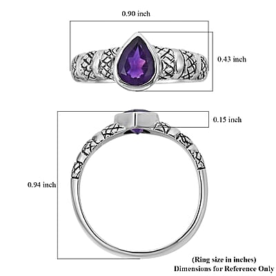 Bali Legacy Amethyst Floral Ring in Sterling Silver (Size 10.0) 1.00 ctw