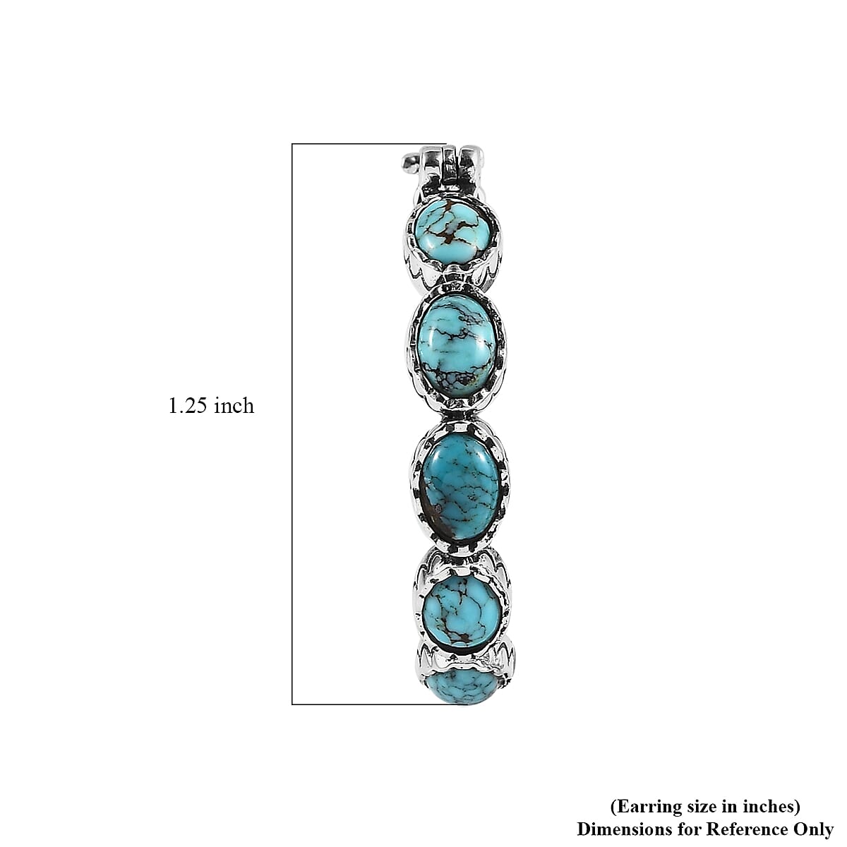 Artisan Crafted Blue Moon Turquoise Hoop Earrings in Sterling Silver 4.40 ctw image number 4