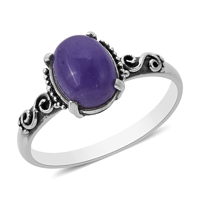 Bali Legacy Purple Jade (D) Floral Ring in Sterling Silver (Size 10.0) 2.50 ctw