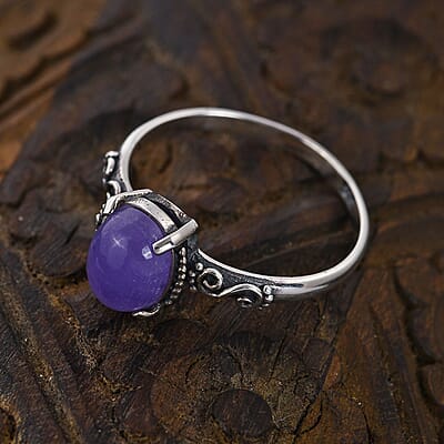 Bali Legacy Purple Jade (D) Floral Ring in Sterling Silver (Size 10.0) 2.50 ctw