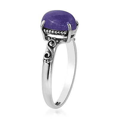 Bali Legacy Purple Jade (D) Floral Ring in Sterling Silver (Size 10.0) 2.50 ctw