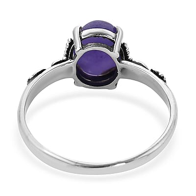 Bali Legacy Purple Jade (D) Floral Ring in Sterling Silver (Size 10.0) 2.50 ctw