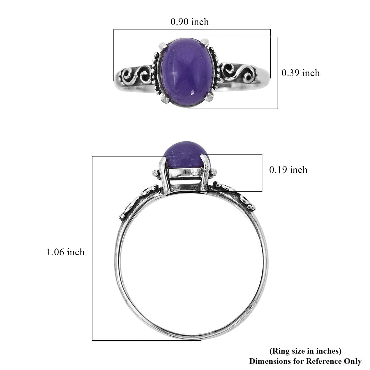 BALI LEGACY Purple Jade Ring in Sterling Silver (Size 10.0) 2.50 ctw image number 5