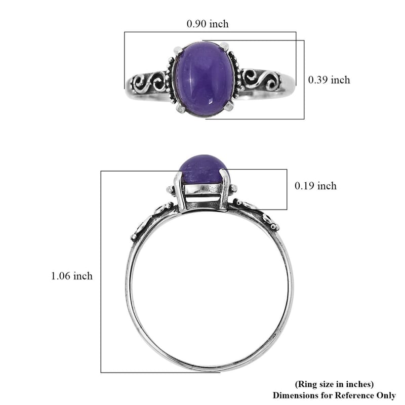 Bali Legacy Purple Jade (D) Floral Ring in Sterling Silver (Size 10.0) 2.50 ctw
