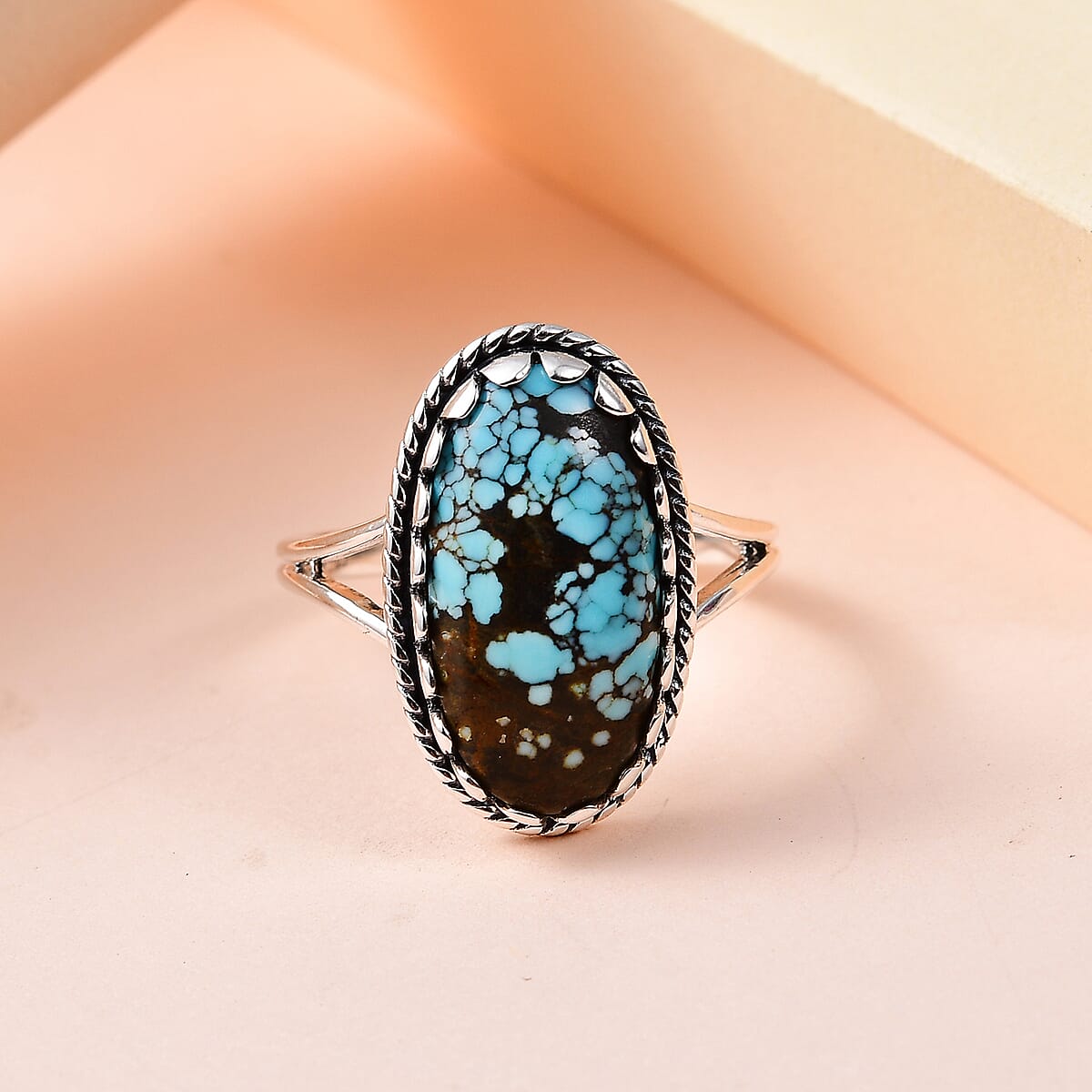Artisan Crafted Blue Moon Turquoise Solitaire Ring in Sterling Silver 5.00 ctw image number 1