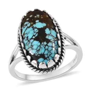 Artisan Crafted Blue Moon Turquoise Solitaire Ring in Sterling Silver 5.00 ctw