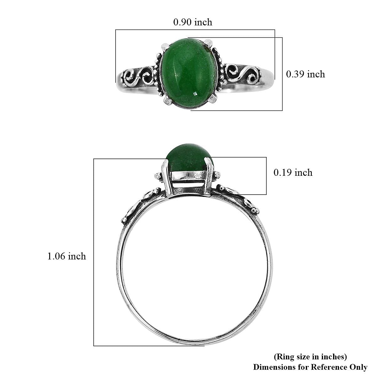 Bali Legacy Green Jade (D) Floral Ring in Sterling Silver (Size 10.0) 2.50 ctw