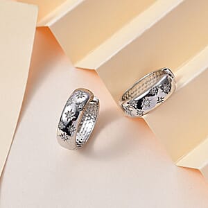 Moissanite Celestial Starburst Hoop Earrings in Platinum Over Sterling Silver 0.10 ctw