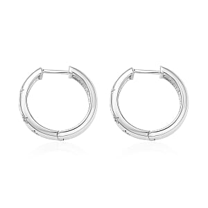 Moissanite Celestial Starburst Hoop Earrings in Platinum Over Sterling Silver 0.10 ctw